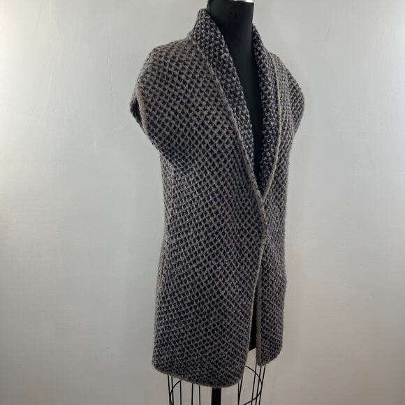 Fabiana Filippi Brown Wool Silk Cashmere Shawl Texture Open Sweater Sz 38 XXS - Picture 3 of 10